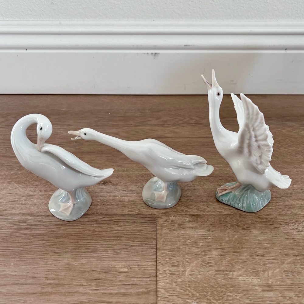 Vintage LLADRO Spain Duck Geese Figurine Set‎ Of 3